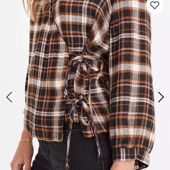 Madewell | Plaid Gauze Double-Tie Wrap Top Blouse Size M - Picture 3 of 15